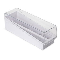 [513250W] Globe Scientific 100-Place ABS Storage Box w/ Hinged Lid &amp; Removable Draining Tray for 200 Slides, White