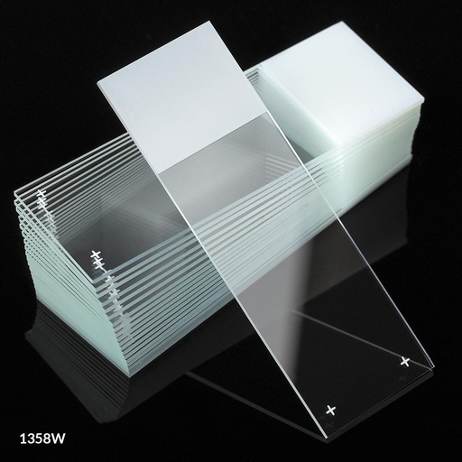 [1358W] Globe Scientific Diamond 25 mm x 75 mm 90° Ground Edge Charged White Glass Microscope Slides, White, 1440/Case