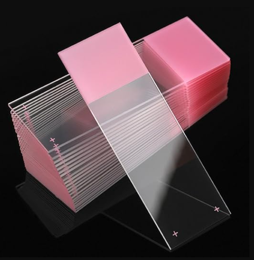[1358P] Globe Scientific Diamond 25 mm x 75 mm 90° Ground Edge Charged White Glass Microscope Slides, Pink, 1440/Case