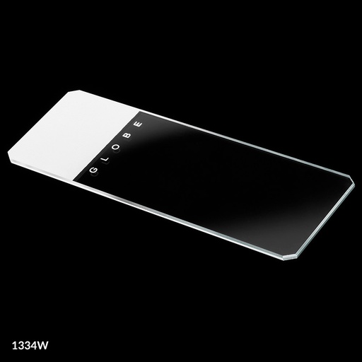 [1334W] Globe Scientific 25 mm x 75 mm 45° Beveled Edge Glass Microscope Slides w/ Clipped Corners, White, 1440/Case