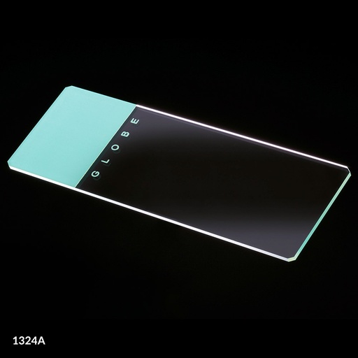 [1324A] Globe Scientific 25 mm x 75 mm 90° Ground Edge Glass Microscope Slides w/ Safety Corners, Aqua, 1440/Case