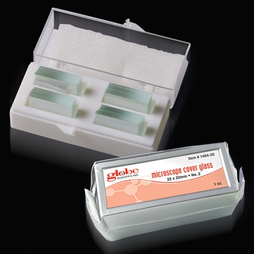 [1418-20] Globe Scientific 22mm x 60mm 0.21mm Thickness Microscope Cover Glass