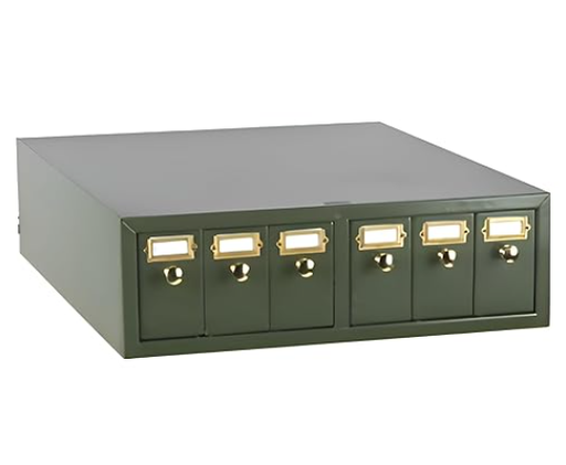 [513500G] Globe Scientific 6 Drawers Metal Storage Cabinet for 4500 Slides, Green