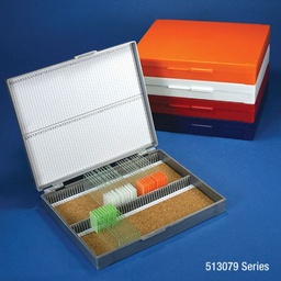 [513079B] Globe Scientific 100-Place ABS Cork Lined Storage Box for 100 Slides, Blue
