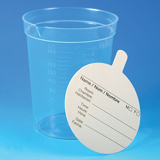 [5924] Globe Scientific 6.5 oz PP Specimen Collection Cup w/ Paper Lids, 500/Case
