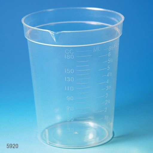 [5920] Globe Scientific 6.5 oz PP Specimen Collection Cup w/ Pour Spout, 500/Case