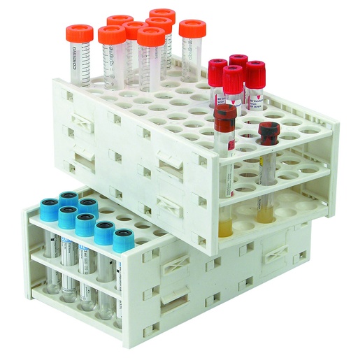 [54520] Unico T-Racks 25 Holes of 10-13mm and 25 Holes of 13-16mm in 50 Place Tube Rack