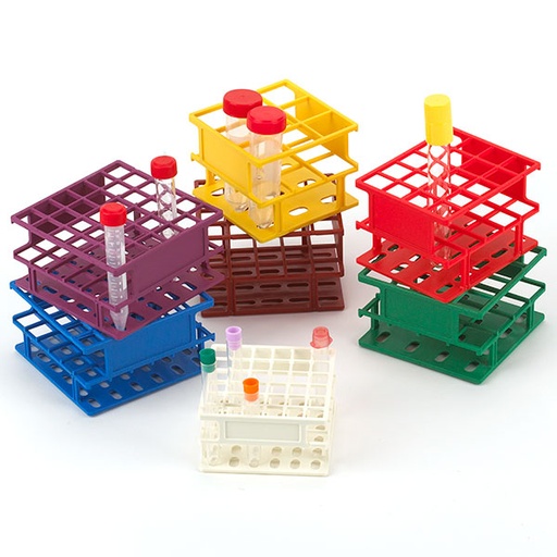 [456545W] Globe Scientific 16mm x 36 Places Nylon Half Size Wireless Tube Rack, White