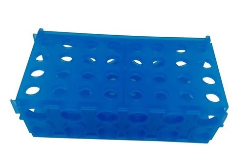 [456940B] Globe Scientific Tuffblok 6.7" x 3.8" x 2.4" PP 4-Way Interlocking Tube Racks, Blue, 5/Pack