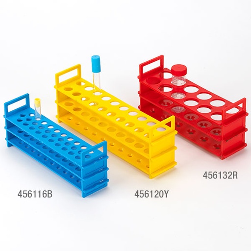 [456125Y] Globe Scientific 25mm x 18 Places Test Tube Stand, Yellow