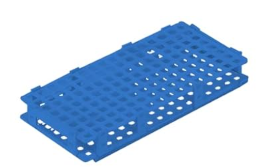 [456315B] Globe Scientific 128-Place PP High Capacity Snap Together Rack for 1.5 ml & 2.0 ml Microtubes, Blue