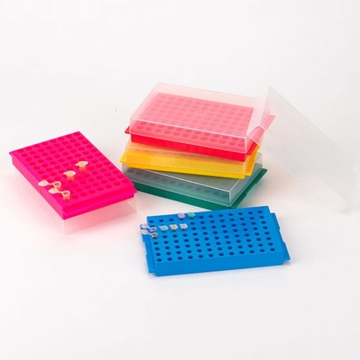 [456355P] Globe Scientific 96 Places Polypropylene Reversible Microtube Rack, Pink