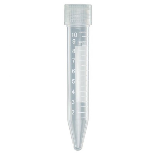 [6292] Globe Scientific 10 ml PP Non-Sterile Centrifuge Tube w/ Separate Natural Screw Cap, 1000/Case