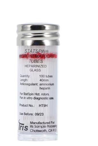 [HT9H-10] HemoCue America 40 mm Ammonium Heparin Glass Capillary Tube, 10 Vials/Box