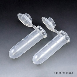 [111568] Globe Scientific 2 ml PP Microcentrifuge Tubes w/ Attached Snap Cap, Clear, 1000/Bag