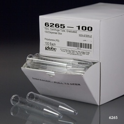 [6265] Globe Scientific 15 ml PS Conical Bottom Centrifuge Tube w/ Dispenser Box, 1000/Case