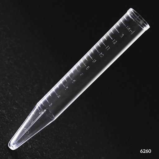 [6260] Globe Scientific 15 ml PS Conical Bottom Plain Top Centrifuge Tube, 1000/Case