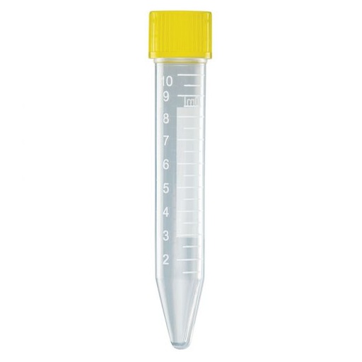 [6293] Globe Scientific 10 ml PP Sterile Centrifuge Tube w/ Separate Yellow Screw Cap, 1000/Case