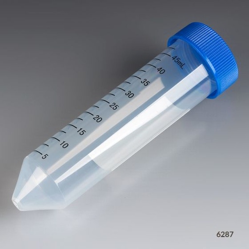 [6287] Globe Scientific 50 ml PP Non-Sterile Centrifuge Tube w/ Separate Blue Screw Cap, 500/Case