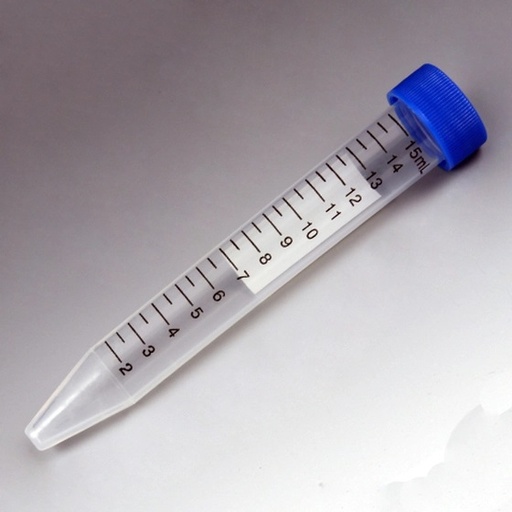 [6284] Globe Scientific 15 ml PP Non-Sterile Centrifuge Tube w/ Separate Blue Screw Cap, 500/Case