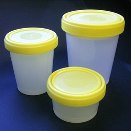[6542] Globe Scientific 500 ml PP Large Capacity Histology Containers w/ Separate Yellow Screw Cap, 100/Case