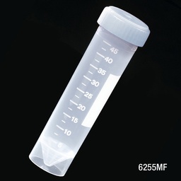 [6255MF] Globe Scientific 50 ml Metal Free Non-Sterile Transport Tubes w/ Separate Natural Screwcap, 500/Case