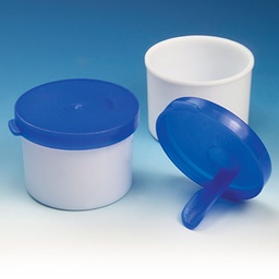 [109224] Globe Scientific 20 ml PP Fecal Collection Containers w/ Blue Cap &amp; Spoon, White, 1200/Case