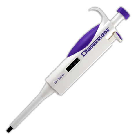 [3311-200] Globe Scientific Diamond Pro 20-200µl TPE Adjustable Volume Pipettor, Lavender