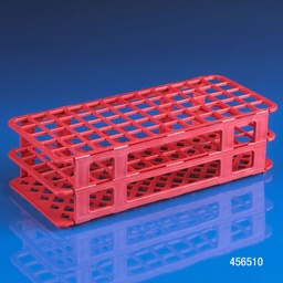 [456510] Globe Scientific 60-Place PP Plastic Snap-N-Rack for 16 &amp; 17 mm Test Tube, Red