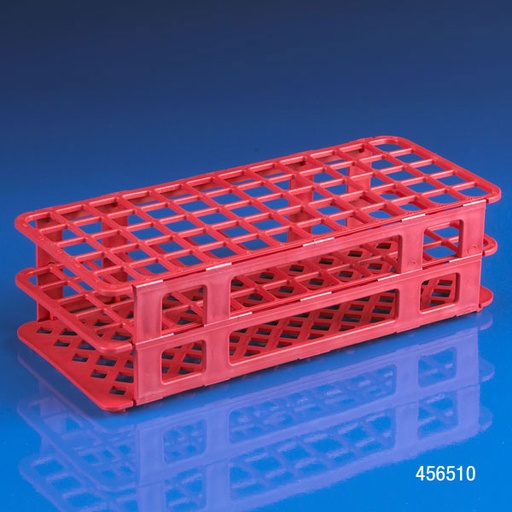 [456510] Globe Scientific 60-Place PP Plastic Snap-N-Rack for 16 & 17 mm Test Tube, Red