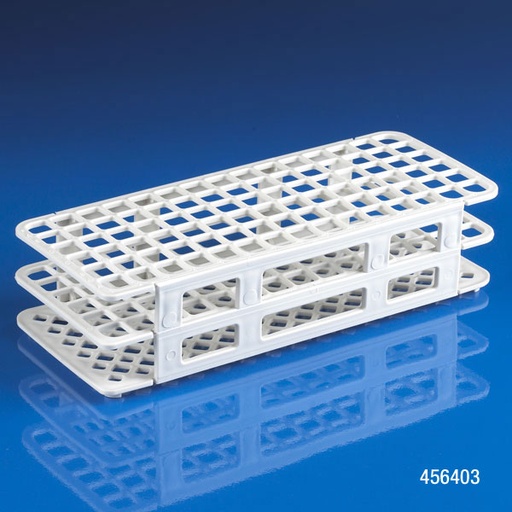 [456403] Globe Scientific 90-Place PP Plastic Snap-N-Rack for 12 & 13 mm Test Tube, White