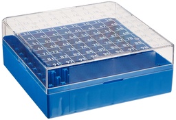 [3050B] Globe Scientific 100-Place PC Storage Biobox for 1 &amp; 2 ml Cryogenic Vials, Blue, 5/Box