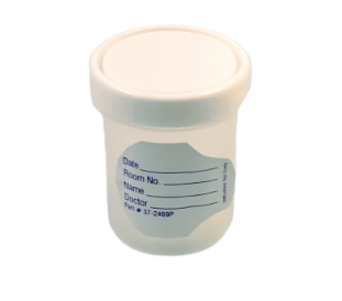 [PC8827-104S] Medegen Gent-L-Kare Non-Sterile Specimen Containerr, 4.5 oz, Gray Lid, Translucent, Graduated