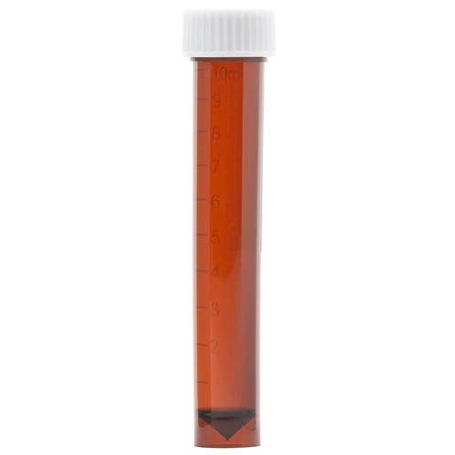 [6102AM] Globe Scientific 10 ml PP Self Standing Transport Tubes w/ Separate White Screwcap, Amber, 1000/Case