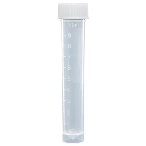 [6102C] Globe Scientific 10 ml PP Self Standing Transport Tubes w/ Attached White Screwcap, 1000/Case