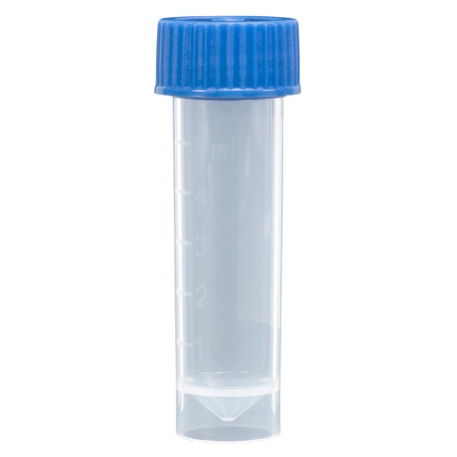 [6101B] Globe Scientific 5 ml PP Self Standing Transport Tubes w/ Separate Blue Screwcap, 1000/Case