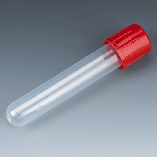 [6148R] Globe Scientific 5 ml PP Non-Sterile Test Tubes w/ Attached Red Screwcap, 1000/Case