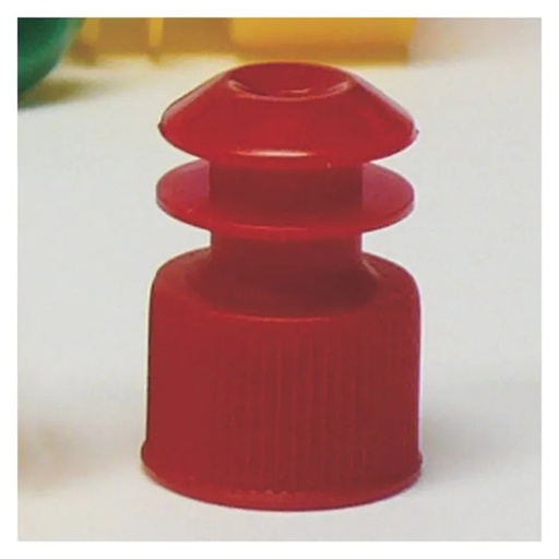 [118127R] Globe Scientific LDPE Flange Plug Caps for 12 mm Test Tubes, Red, 1000/Bag