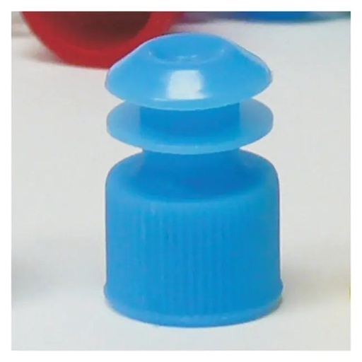 [118127B] Globe Scientific LDPE Flange Plug Caps for 12 mm Test Tubes, Blue, 1000/Bag