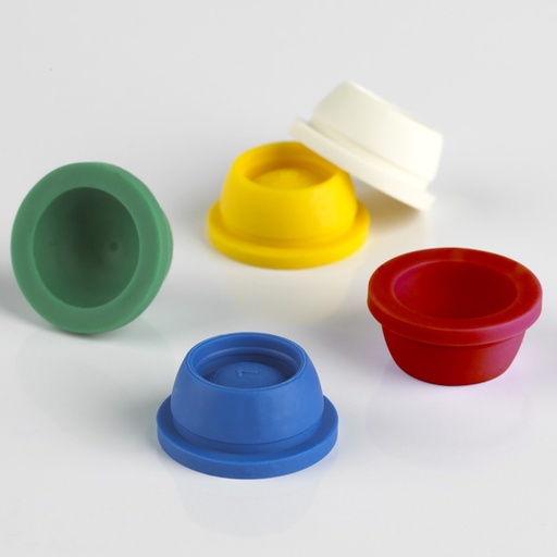 [113151B] Globe Scientific TPE Pierceable Plug Stopper Caps for 16 mm Vacuum and Test Tubes, Blue, 1000/Bag