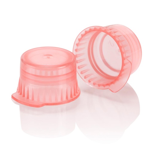 [113142R] Globe Scientifc 12mm x 13mm Polyethylene Snap Caps with 2-Thumb Tab, Red