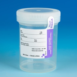 [6528] Globe Scientific Tite-Rite 120 ml PP Leak Resistant Containers w/ White Screw Cap and ID Label, 300/Case