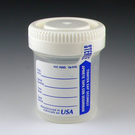 [6523] Globe Scientific Tite-Rite 60 ml PP Leak Resistant Containers w/ White Screw Cap and ID Label, 500/Case