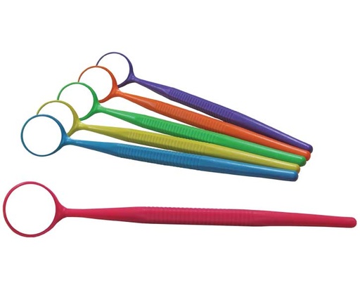 [50Z354-NEON] Zirc Crystal HD #5 Thin Grip Vibrant Assorted Mouth Mirror (12pk)