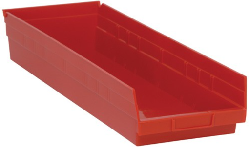 [QSB114RD] Quantum Medical Economy 23 5/8" x 8 3/8" x 4" Shelf Bin, Red, 6/ctn