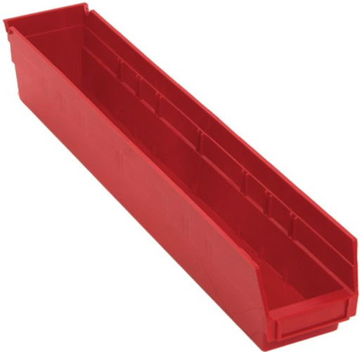 [QSB105RD] Quantum Medical Economy 23 5/8" x 4 1/8" x 4" Shelf Bin, Red, 16/ctn