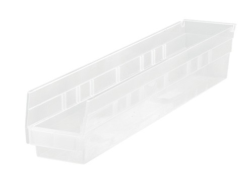 [QSB105CL] Quantum Medical Economy 23 5/8" x 4 1/8" x 4" Shelf Bin, Clear, 16/ctn