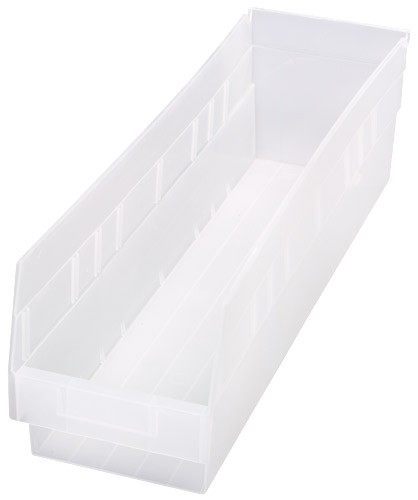 [QSB206CL] Quantum Medical Store-More 23-5/8" x 6-5/8" x 6" Shelf Bin, Clear, 8/ctn