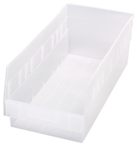 [QSB208CL] Quantum Medical Store-More 17 7/8" x 8 3/8" x 6" Shelf Bin, Clear, 10/ctn