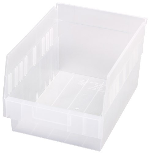 Storage Bin, Clear Plastic, 8 x 8 x 6 In.
